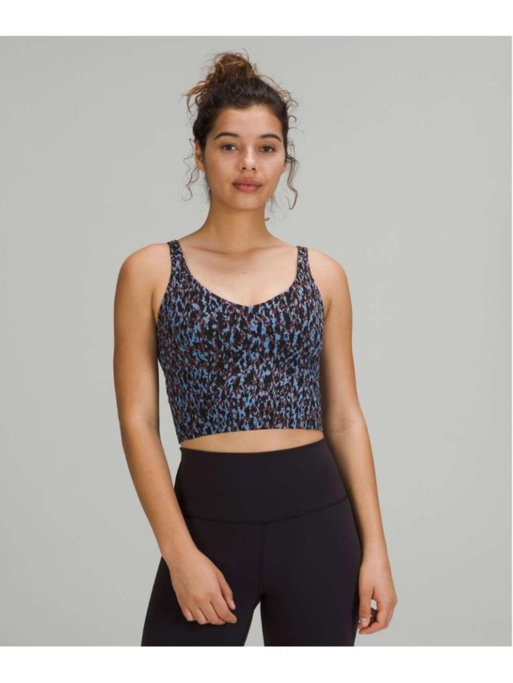 Lululemon Align Tank Top Cropped Size 6 Leopard Camo Blue Nile Multi Gym Yoga